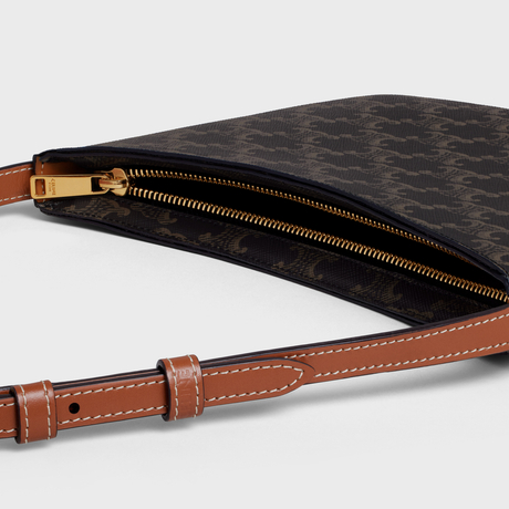 MEDIUM CELINE CROQUE BAG IN TRIOMPHE CANVAS AND CALFSKIN TAN - Image 4